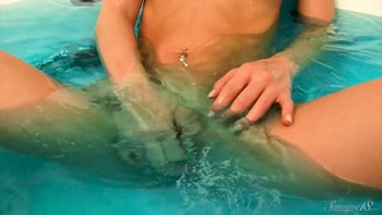 Legs' Seductive Solo: Petite Brunette Fingers Her Wet Snatch to Orgasm