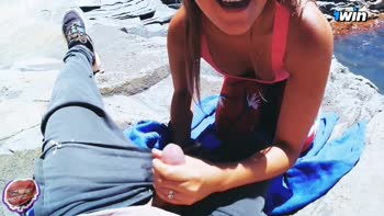 Khiara Labios Rojos Public Seduction in Argentina: Teen (18+) Sister-in-Law's Natural Boobs and blowjob