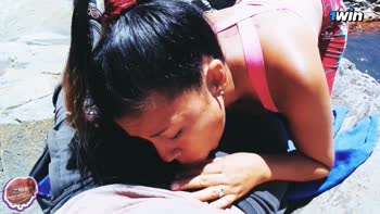 Khiara Labios Rojos Public Seduction in Argentina: Teen (18+) Sister-in-Law's Natural Boobs and blowjob