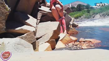 Khiara Labios Rojos Public Seduction in Argentina: Teen (18+) Sister-in-Law's Natural Boobs and blowjob