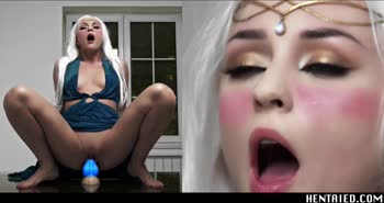 Cumshot Frenzy: Elven Teen (18+)'s Big Boobs Cracked Open by Fantasy Fountains
