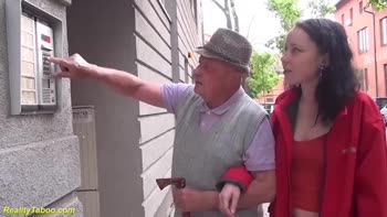 Old Man's Lucky Encounter with Teen (18+) Brunette