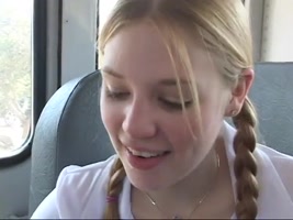 Two naughty s suck the bus driver's hard dick in the backseat