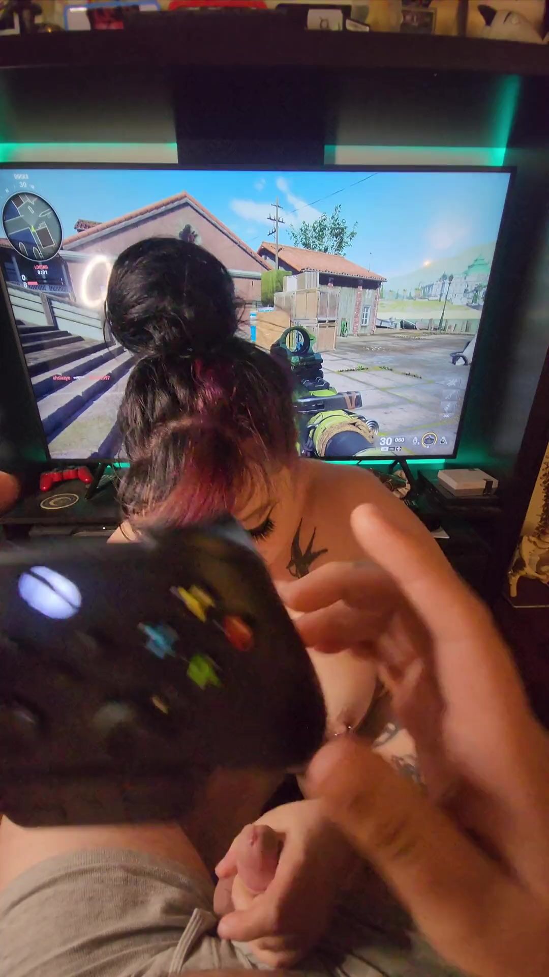 Goth GF Reporting for Booty while he Plays the new Call of Duty (BO6)