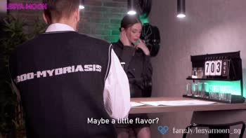 Lesya Moon's Petite Barmaid POV Blowjob Delight