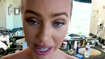 Nicole Aniston gets fizzed after sucking a cock and fucking
