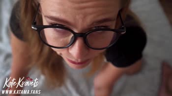 Kate Kravets' Fishnet Frenzy: POV Facial Cumshot on Glasses