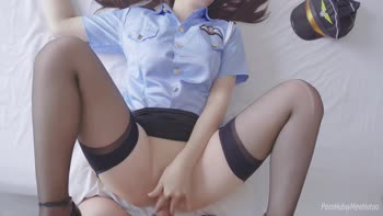MeeHuTao's Police Seduction: Officer Grabs My Cock and Takes Cum in Her Pink Pussy