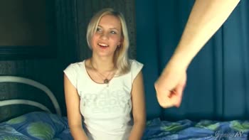 Stunning 18-Year-Old Blonde Dazzles with Her Natural Big Tits in Sensual First-Time Sex