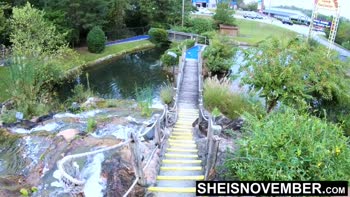 Msnovember's Outdoor Flash: Kinky Black Teen (18+) Struts Her Stuff
