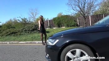 Sexy Hitchhiker Swallows Cum