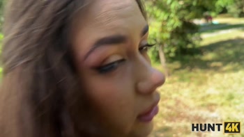 HUNT4K. Rough outdoor sex with a lot of cum between a teen (18+). Hot sex with Vixi Rafi & George Uhl