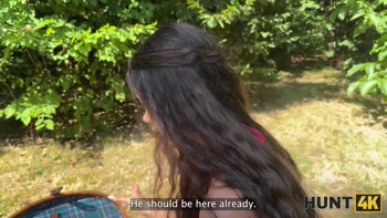 HUNT4K. Rough outdoor sex with a lot of cum between a teen (18+). Hot sex with Vixi Rafi & George Uhl