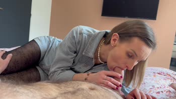 Spermcovered's Blonde Blowjob Bonanza: Swallowing Cum Before Joining Friends