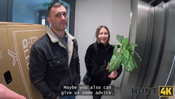 HUNT4K. Just a flower bouquet and Amalia Davis suck your cock!