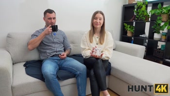HUNT4K. Just a flower bouquet and Amalia Davis suck your cock!