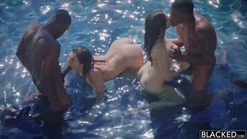 Lana Rhoades & Leah Gotti Share Jason Brown in Hot Interracial Foursome