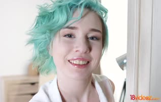 Alice Klay's Sweet Debut: Blue-Haired Teeny Anal Delight