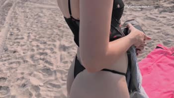 BlewRz Teases My Face with Her Big Cock Blowjob on the Beach