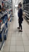 Wife flashes her big tits in public at the hardware store