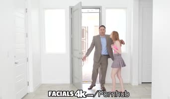 FACIALS4K Redhead Begs For Multiple Oozing Facials In Threesome