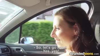 Antonia Sainz: Skinny Ginger Redhead Stranded in Public POV