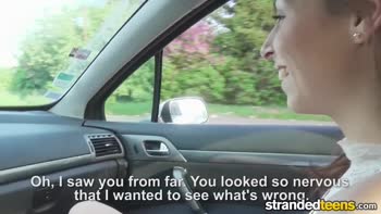 Antonia Sainz: Skinny Ginger Redhead Stranded in Public POV