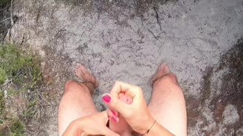 Juicy July's Beachside Bonanza: Public Handjob & Raw Passion