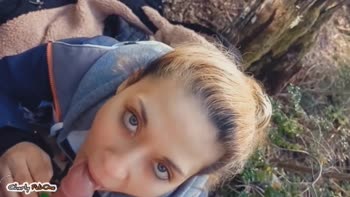 Charly Pelione's Wild Forest Romp: Sweet 18-Year-Old Drinks Milk and Takes a Raw BJ