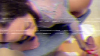 Petite Brunette Art Teacher Teases Big Cock Guy with Handjob