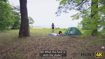 HUNT4K. Horny guy found redhead slut in the forest. Hot sex with Chloe & Andrew Marshall