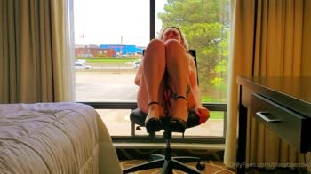 Sexy Clara XXX's Public Window Solo: Squirt Show Unleashed