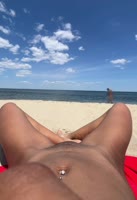 Up Her Skirt's Beach Bliss: Flashing Ebony Pussy at Nude Beach