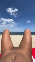 Up Her Skirt's Beach Bliss: Flashing Ebony Pussy at Nude Beach