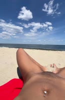 Up Her Skirt's Beach Bliss: Flashing Ebony Pussy at Nude Beach