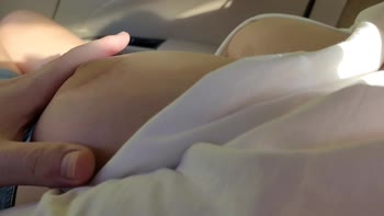 Stranger's Surprise: Big Natural Boobs Exposed in Parking Lot