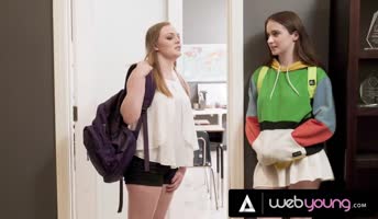 Hazel Moore Seduces Samantha Reigns in a Sizzling College Classroom Lesbian Romp