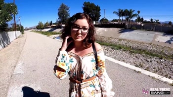Leana Lovings' Shy Side Turns Naughty: Big Tit POV Fun in Public