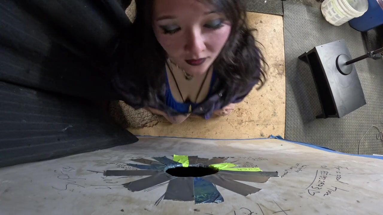 Thick Goth Asian Visits Glory Hole and Sucks him Dry
