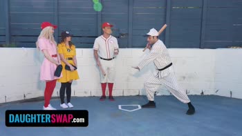 Cecelia Taylor & Mazy Myers in Step Daughter's Naughty Bat-Swinging Romp