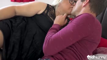 Granny's Horny Encounter: Fat Blonde Sucks Teen (18+) Cock