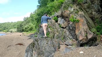 MissPopa's Risky Beach Adventure: Flashing Ass & Running Naked