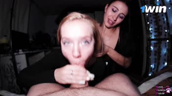 Black Lynn's Tattooed Trio: Threesome Blowjob, Deepthroat & Cumshot