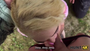 HUNT4K. Young blonde babe was moaning so hard while Hunter fucked her outdoors