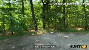 HUNT4K. Young blonde babe was moaning so hard while Hunter fucked her outdoors