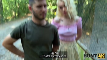 HUNT4K. Young blonde babe was moaning so hard while Hunter fucked her outdoors