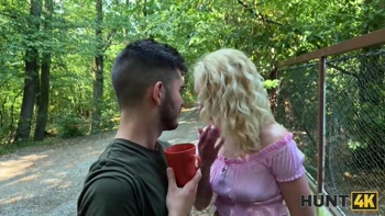 HUNT4K. Young blonde babe was moaning so hard while Hunter fucked her outdoors