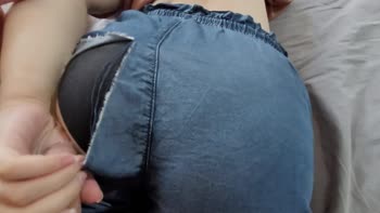 Ripped Shorts, Ripped Control: Cock Teases My Butt in Japanese Massage