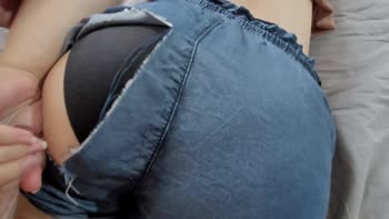 Ripped Shorts, Ripped Control: Cock Teases My Butt in Japanese Massage