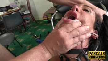 Bound and gagged sub fingered and fucked